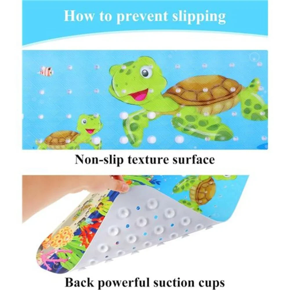 Kids Bath Mat Non Slip Toddler Shower Mat Cartoon Baby Bathtub Suction Cups